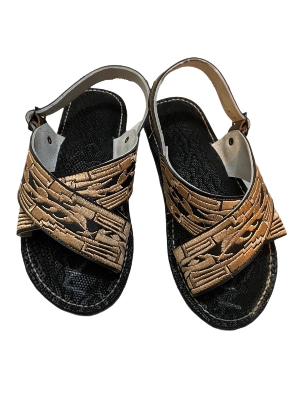 Leather Cross Strap Mexican Native Huaraches Piteados Sandals Handcrafted Size 8